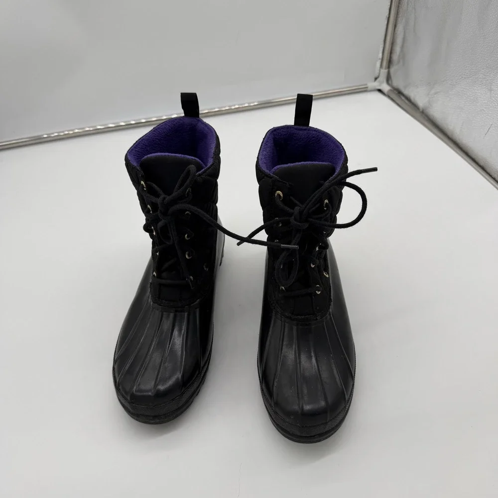 Sperry Top-Sider Saltwater Black Quilted Waterproof Duck Boots Womens 10 9289067